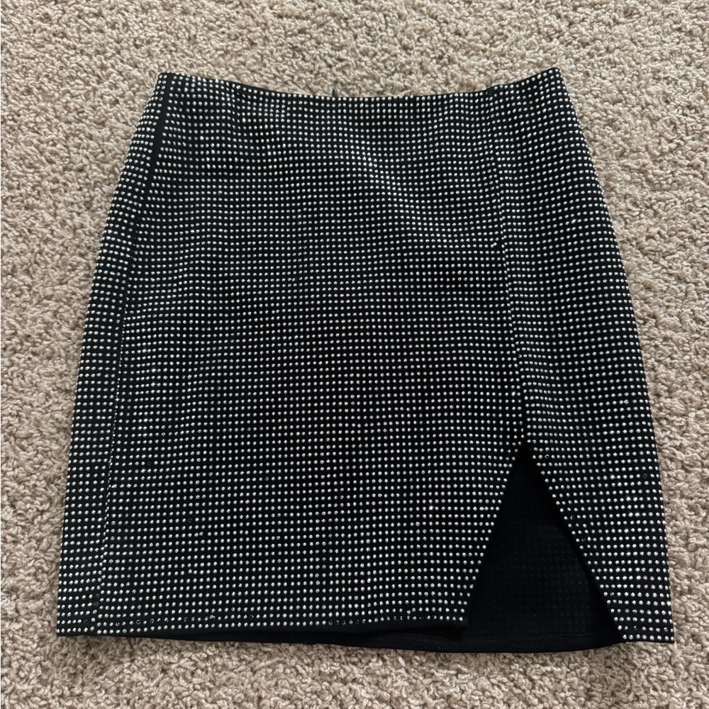 AKIRA Black and White Asymmetrical Mini Pencil Skirt